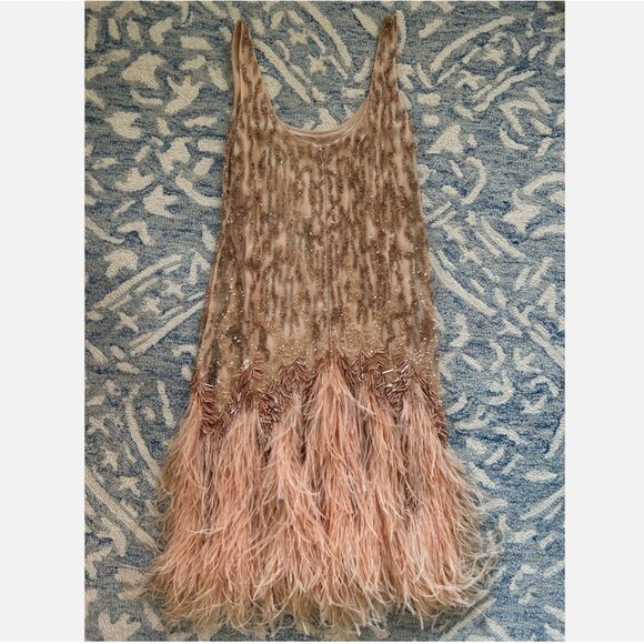 J. Mendel Dress Designer Beaded Cocktail Feather Vintage Size Small 0 2 4 XS - Picture 10 of 13